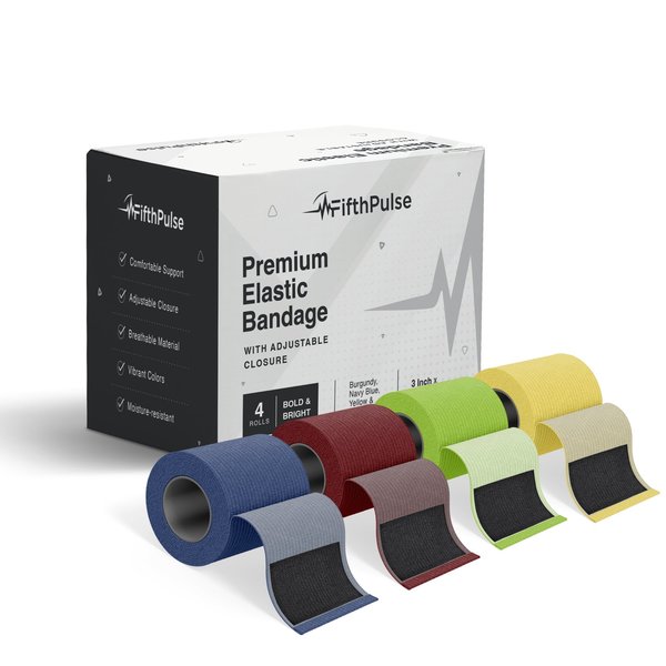 Fifthpulse Premium Elastic Bandages w/ Hook and Loop Closure, 3 in. Rolls, 4PK FP-EBAND-4PK